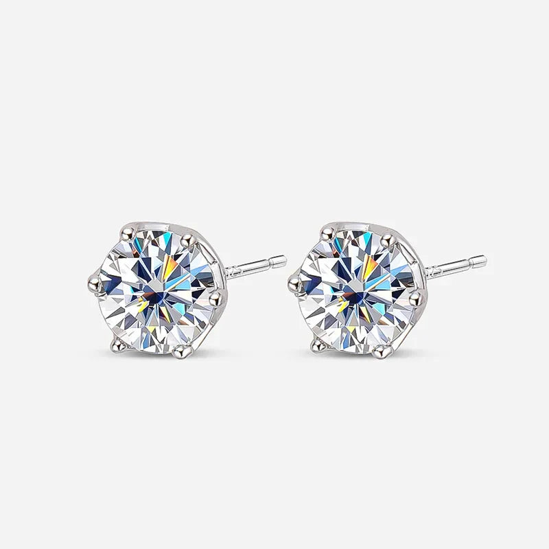 Real 1 CT D Color Moissanite Stud Earrings For Women Top Quality 925 Sterling Silver Sparkling Wedding Jewelry