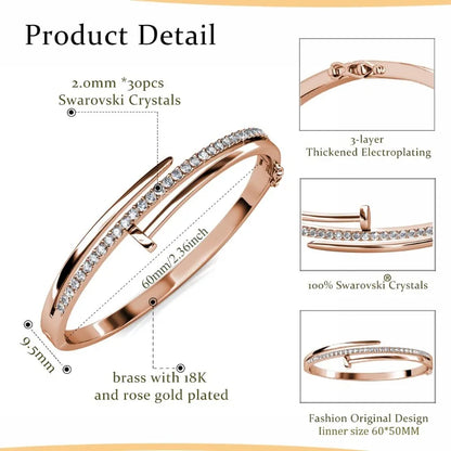 Daisini Nail Shape Bracelet Embellished with Premium Grade Crystal From Swarovski for Women 18k Gold Plated Couple Holiday Gift