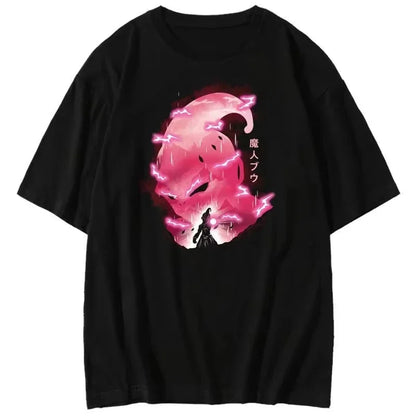 T-Shirt 2025 Summer Men's New Loose Version Street Clothing Casual Majin Buu Cartoon Printed Parent Child Top