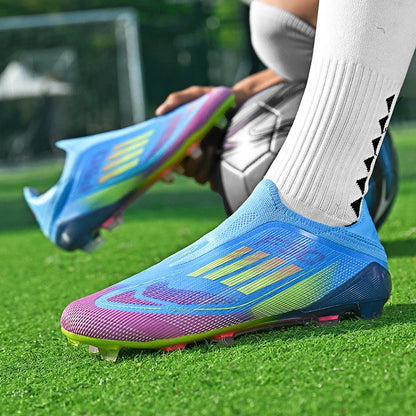 New Men Soccer Shoes Outdoor Sport Football Boots Training Breathable Match Boys Adult Cleats Non Slip Long Spikes Comfortable