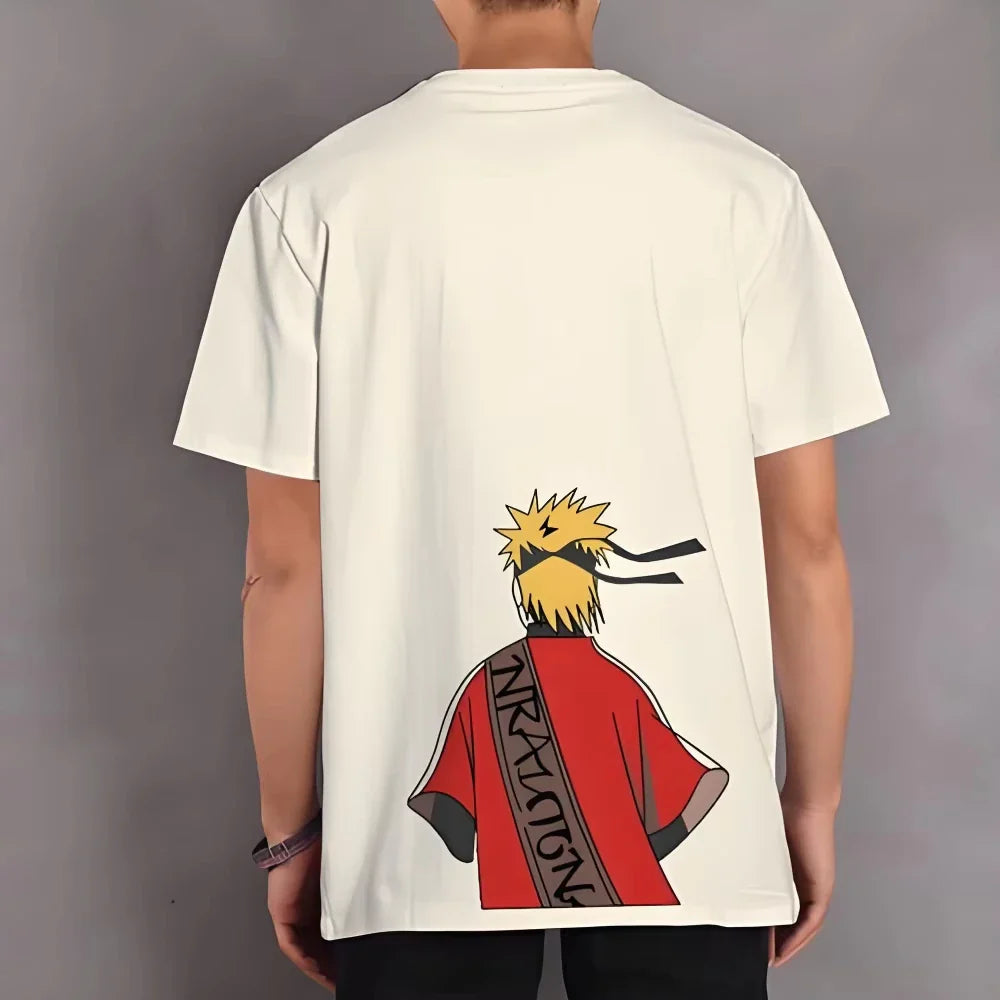 MINISO 2026 Summer Japanese Anime Hatake Kakash Uzumaki Naruto Akatsuki Short Sleeved T-shirt Suitable for Both Men and Women