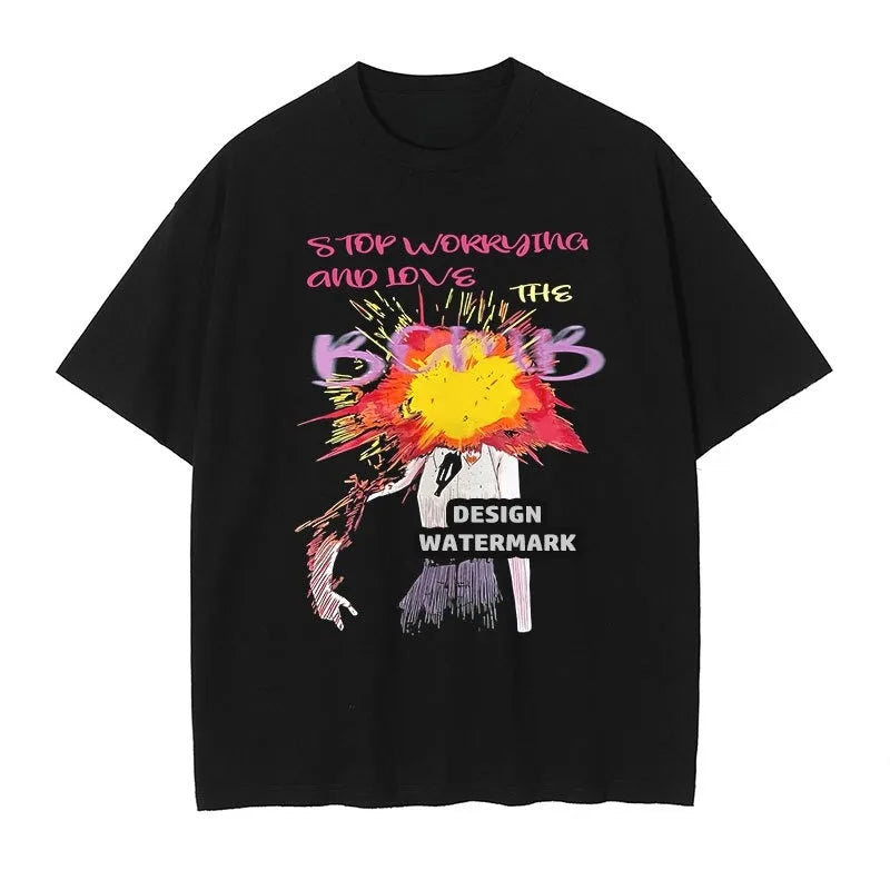 Summer Men's T-shirts Japanese Anime Chainsaw Man Reze Graphic Clothing Harajuku Y2K  Half-sleeve Women’s Oversize Cotton Tops