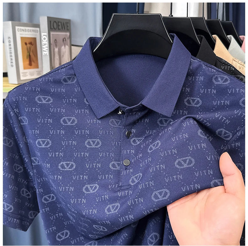 Fashion brand men's short sleeve polo shirt summer new item original printing custom design youth comfortable top casual T-shirt