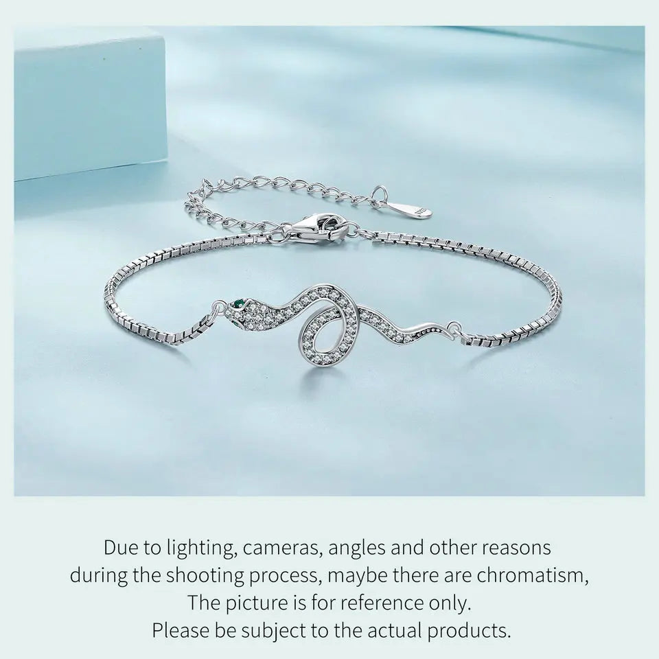 925 Sterling Silver Luxury Spirit Snake Bracelet Lobster Clasp Chain Pave Setting CZ for Women Trendy Fine Jewelry