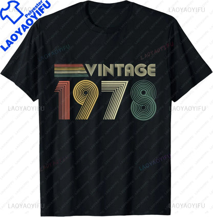 Vintage 1978 Limited Edition Birthday 1978 Men Women Vintage T-Shirt Casual Streetwear Short Sleeve Printed T-shirt