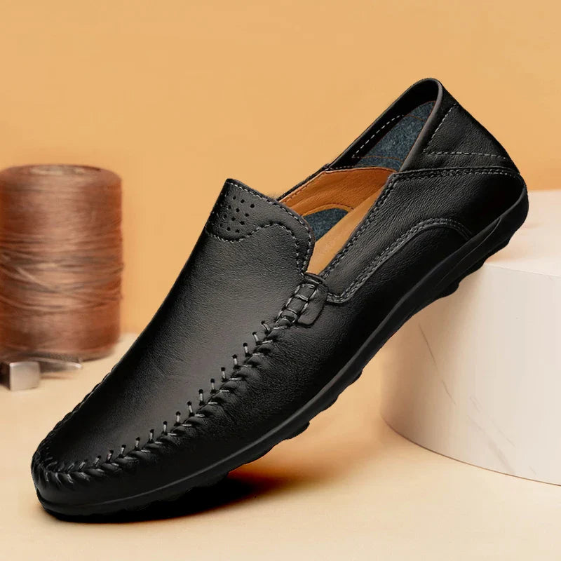 Men's Business Casual Shoes Leather Stitching Comfortable Breathable Rubber Bottom Second Layer Cowhide