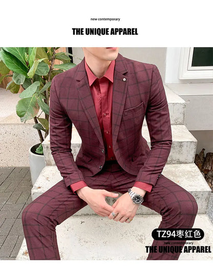 Men's Slim Fit Business Suit High Quality Boutique Fashion Two-Piece Set Handsome Trend Banquet Four Seasons Trousers Included