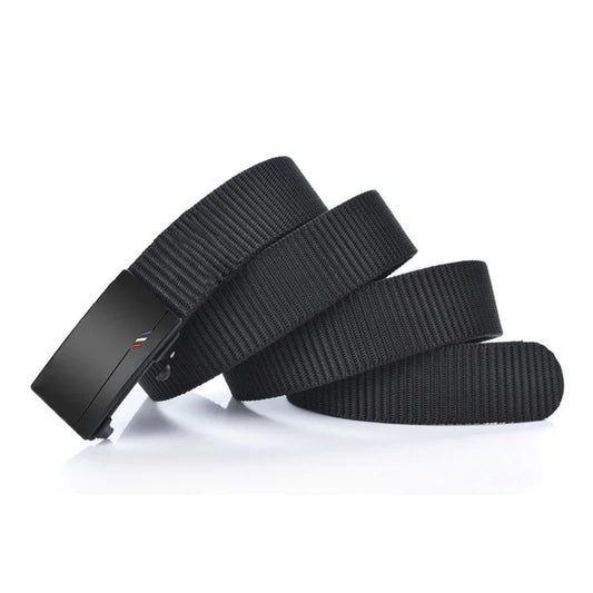 Men's Woven Belt Nylon Material Toothless Automatic Buckle Belts For men, Outdoor Sports And Leisure Strap, Fashion Jeans Belt