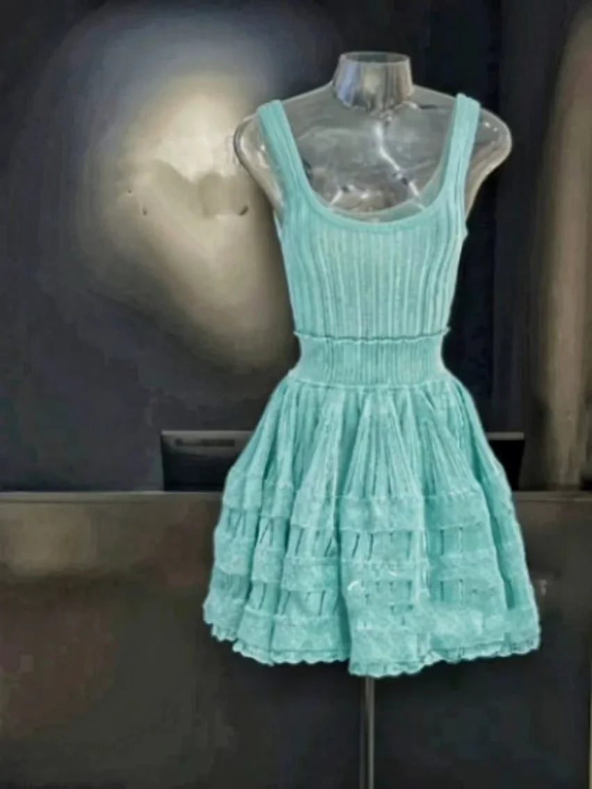 Six Colors High-end 2024New Short Dress Women's Summer French Style Exquisite Design Sense Niche Sleeveless Vest Stitching Dress