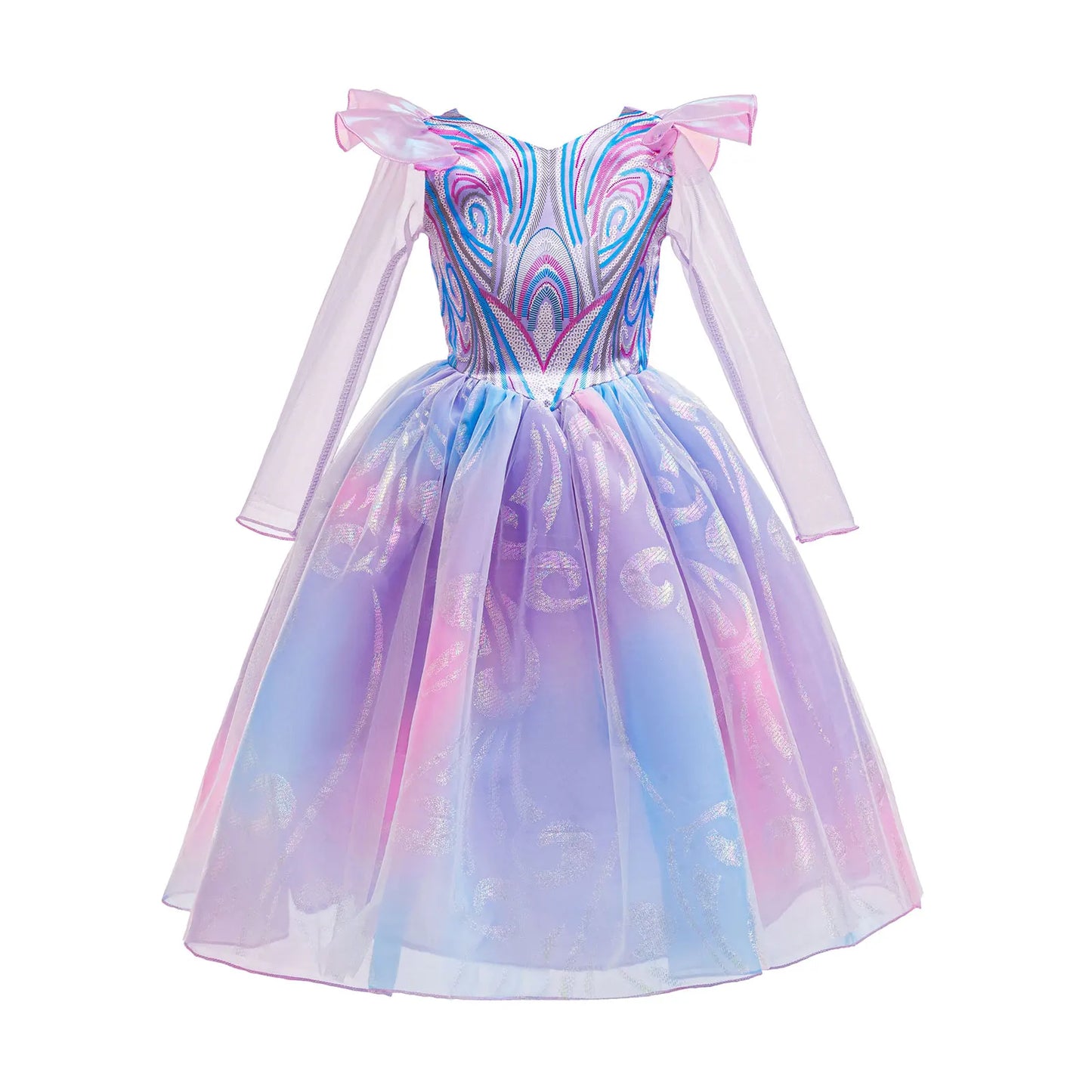 A Bruxa em West Role Play Vestido Glinda Brilhante Rosa Fantasia de Princesa Fantasia de Performance Palco Wicked Menina Vestidos