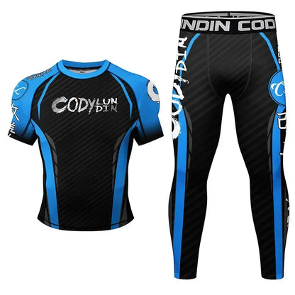 Rashguard MMA T-shirt+Pants Suit Men 4PCS/Set Jiu Jitsu Brazilian Grappling Bjj Boxing Rash Guard Sport Jerseys Fighting Shorts