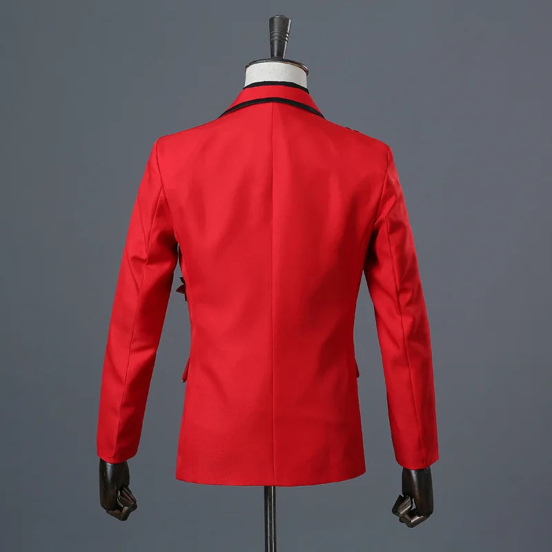 Stylish Stage Performance Men's Singer Nightclub Barbecue Suit Floral Embroidery Three-dimensional Double-sided Jacket