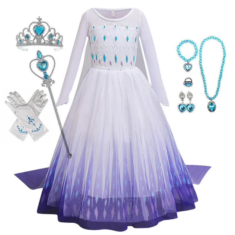 Frozen 2 Elsa Princess Girls Dress Up Snow Queen Costume Carnival Party Halloween Kids Carnival Birthday Party Clothes