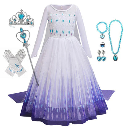 Frozen 2 Elsa Princess Girls Dress Up Snow Queen Costume Carnival Party Halloween Kids Carnival Birthday Party Clothes
