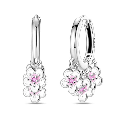 Earrings For Womens 925 Silver Color Pink Rainbow Horse Bear Bee Double Hoop Earrings Fine Engagement Anniversary Jewelry Gifts
