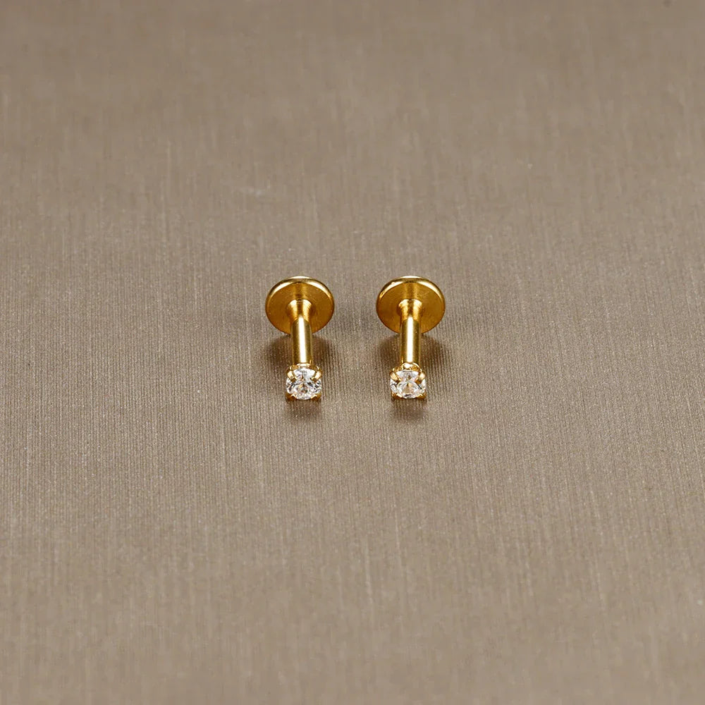 2PC Labret Tragus Stud Earrings 16G Surgical Stainless Steel CZ Crystal  Monroe Helix Cartialge Conch Medusa Lip Body Piercing