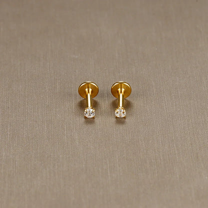 2PC Labret Tragus Stud Earrings 16G Surgical Stainless Steel CZ Crystal  Monroe Helix Cartialge Conch Medusa Lip Body Piercing