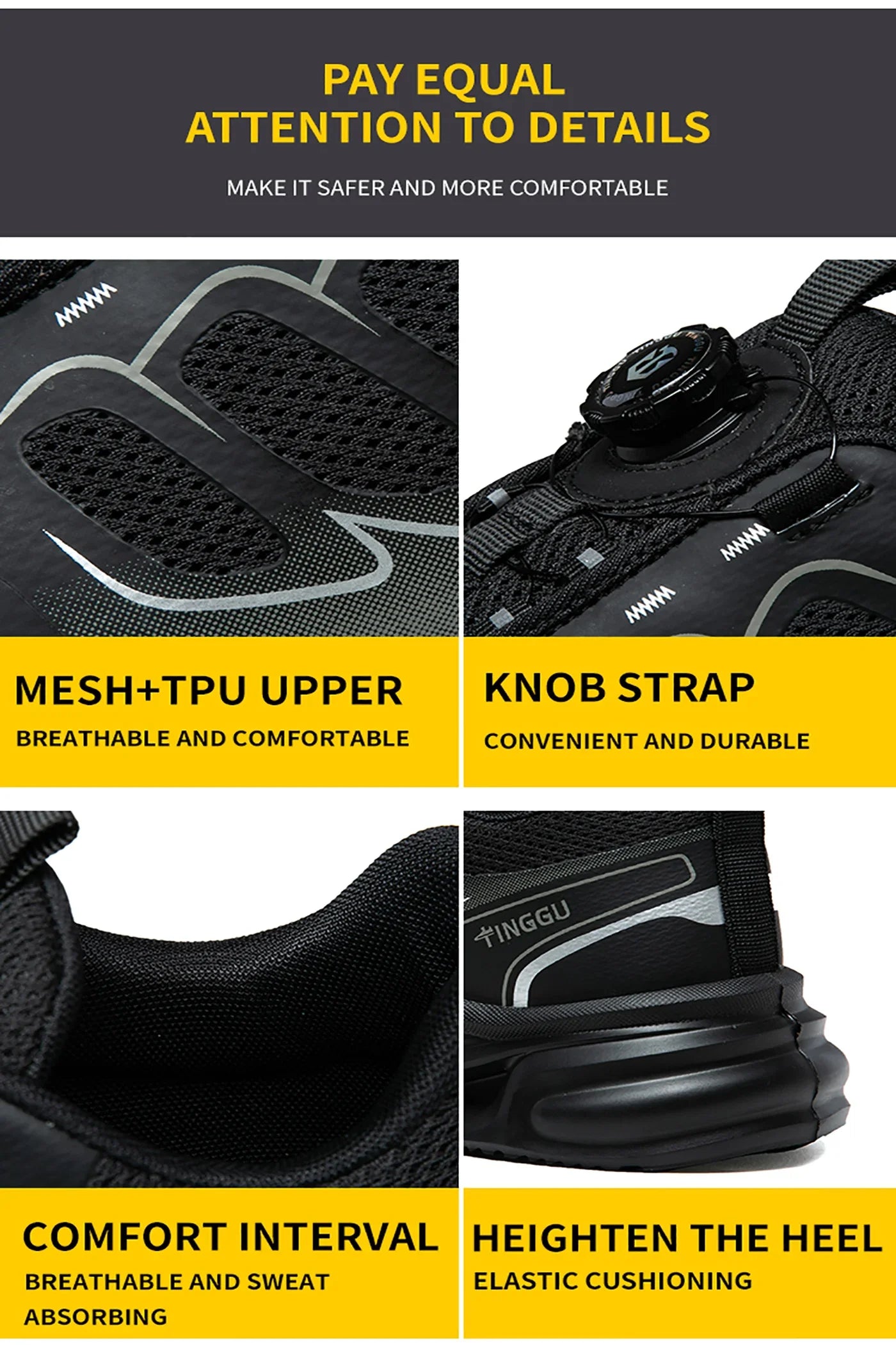 NEW Rotary Buckle Security Boots for Men WorkSneakers Women Boots Breathable Steel Toe ShoesSafety Puncture-Proof Men Boots