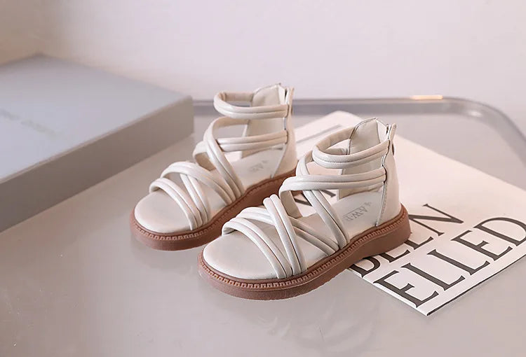 Sweet Princess Shoes for Little Girls 2026 Summer New Fashion Korean Edition High Top Roman Sandals for Girls