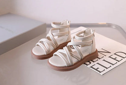 Sweet Princess Shoes for Little Girls 2026 Summer New Fashion Korean Edition High Top Roman Sandals for Girls