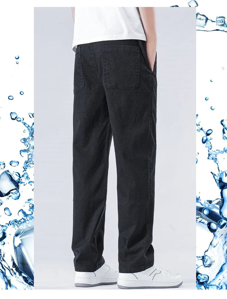 Spring Summer Thin Lyocell Casual Pants Men Loose Straight Fashion Stretch Korean Classic Trousers Men's Clothing Size M-5XL