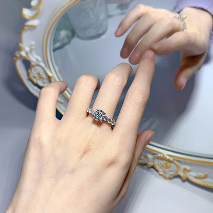 3.2CTTW Full Moissanite Wedding Rings for Women 7 Stones Sparkling Lab Diamond Band with Certificate S925 Sterling Silver