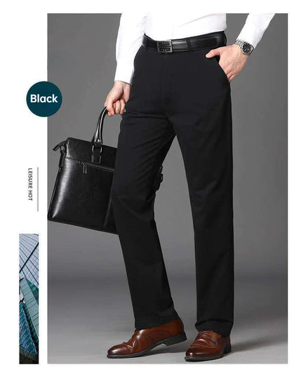 Men's 100% Cotton Summer Thin Autumn Thick Suit Pants Straight Loose Trousers Business Solid Khaki Casual Brand Clothes GOZBKF