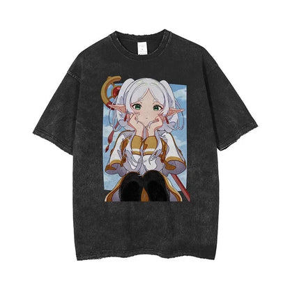 Beyond Journey's End Peripheral Products Old Washed T-shirt Men's and Women's Pure Cotton Short-sleeved Casual Clothing