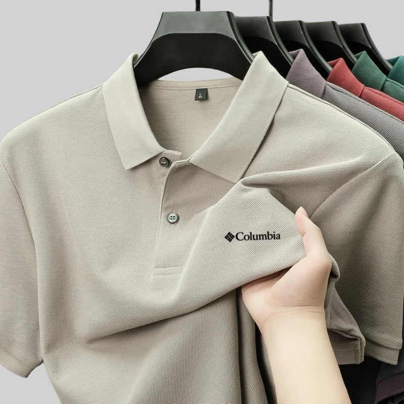 100% pure cotton new men's short sleeved summer comfortable breathable polo shirt, high-end brand designer embroidered T-shirt