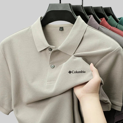 100% pure cotton new men's short sleeved summer comfortable breathable polo shirt, high-end brand designer embroidered T-shirt