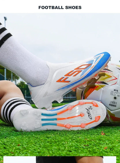 New Men Football Boots Non-Slip Boys Cleats Hot-selling Soccer Shoes Grass Outdoor Match Sneakers High-quality High-top Light