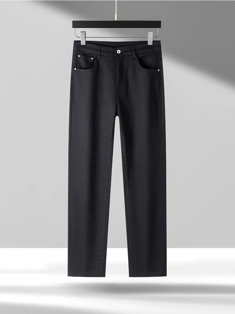 Lyocell Jeans Men Spring Autumn New Fashion Comfortable Straight Long Pants Soft Business Brand Classic Stretch Denim Trousers