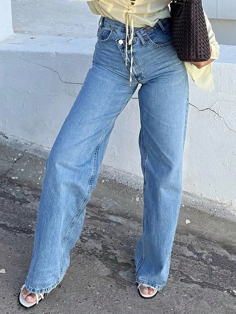 Women Spring Autumn Fashion High Waist Zipper Fly Denim Pants