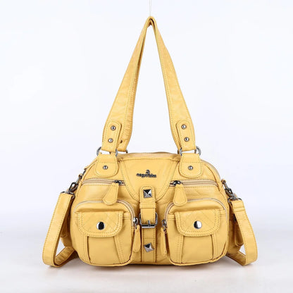 Women Small Handbags Satchel Top-handle Handbag PU Shoulder Bag 8”x11” Dumpling Pack Multi-pockets Shoulder Bag