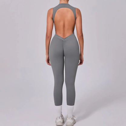 Women's High Elasticity Sports Jumpsuit Yoga Set Fitness Combination Lift Buttocks Bare Back Gym Sexy Romper for Active Women