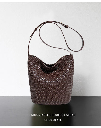 luxury woman handbagNew high end Hand-woven genuine leather women's bag large capacity shoulder tote bag underarm bag bucket bag