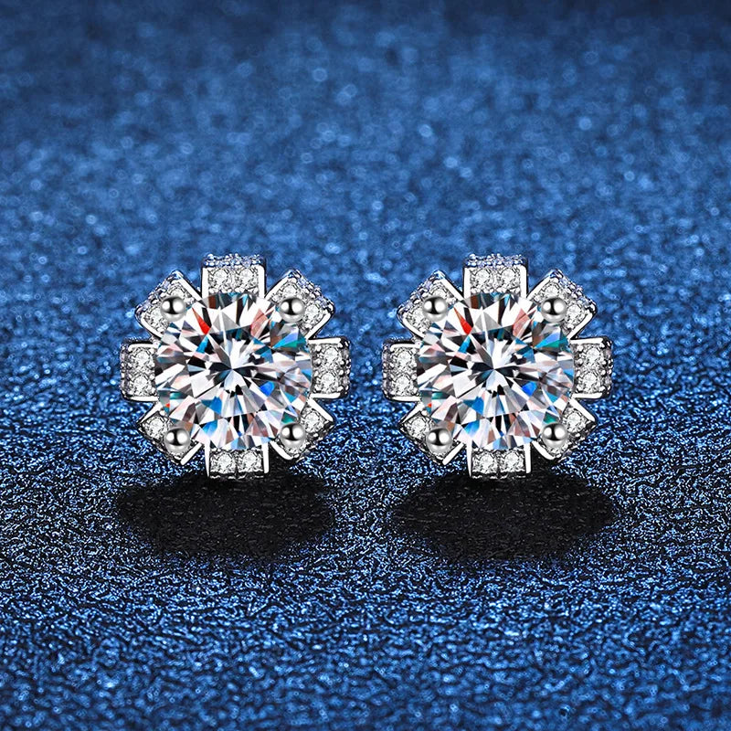 New In D Color 1CT Moissanite Screw Earrings For Women Girls Party Fine Jewelry S925 Sterling Silver Diamond Stud Earring