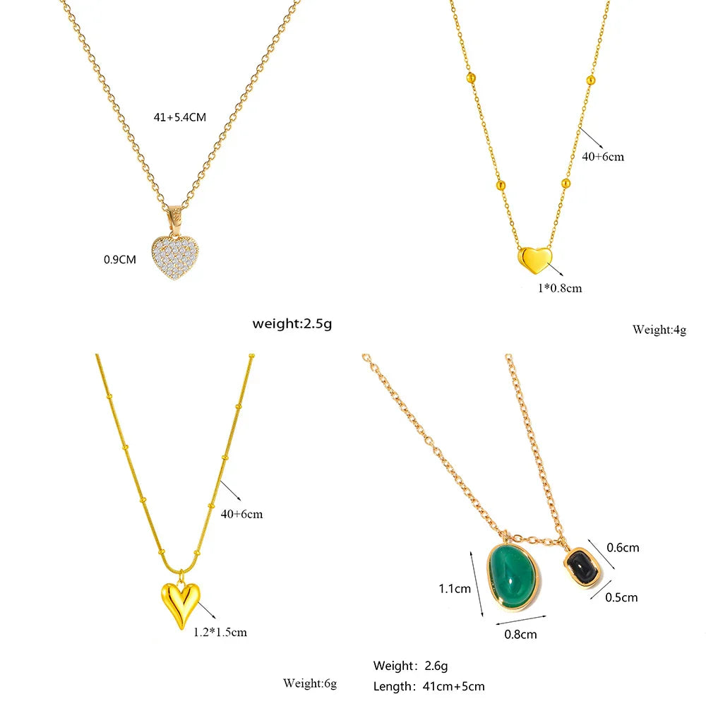 316L Stainless Steel Simple Heart Love Circular Tassel Necklace Lady Trend Fashion Clavicle Chain Jewelry Glamorous Gift