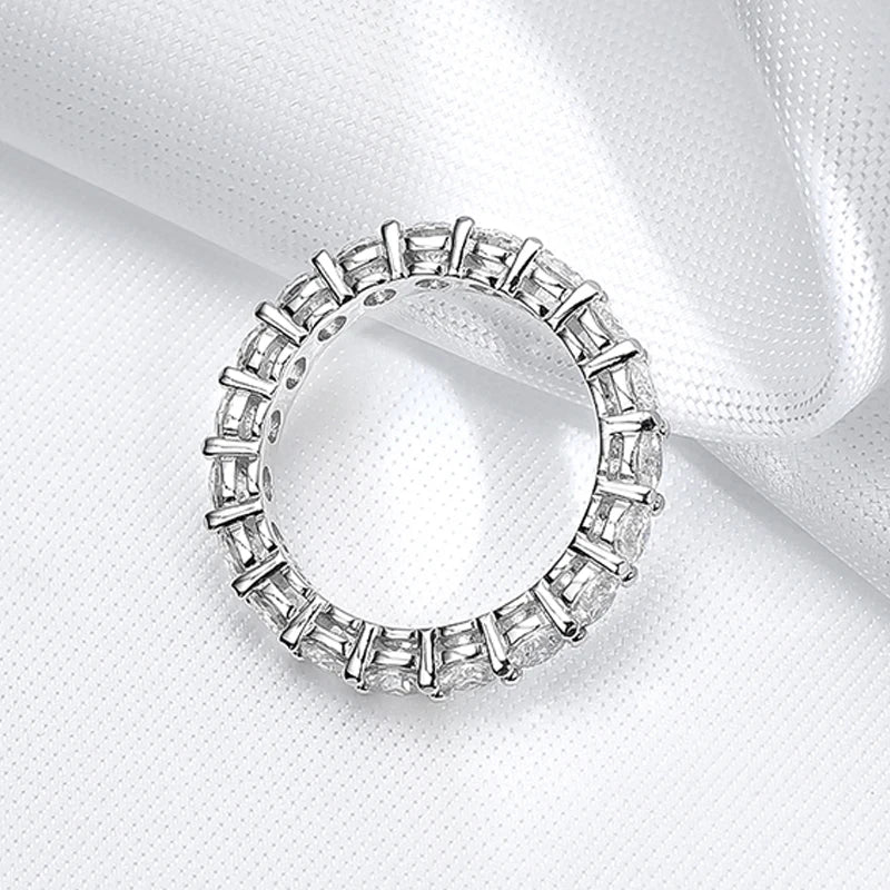 2-5mm Full Moissanite Ring for Women Sparkling Wedding Eternity Bands 100% S925 Sterling Silver Jewelry Classic Ring