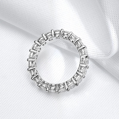2-5mm Full Moissanite Ring for Women Sparkling Wedding Eternity Bands 100% S925 Sterling Silver Jewelry Classic Ring