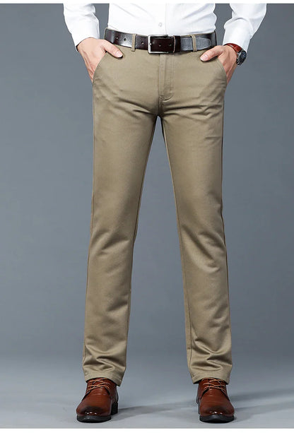 6 Colors Male Autumn Winter Casual Pants Chic Straight Formal Office Luxury Trousers Fashion Elastic Men Business Suit Pants