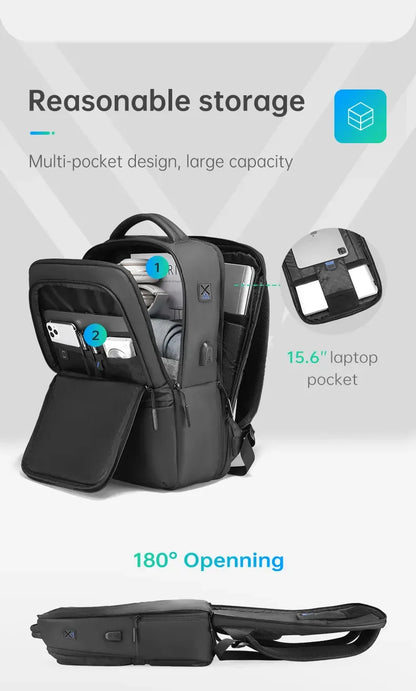 Multi Layers Men's Backpack Fits 15.6inch Laptop Water Repellent Backpacks for Students