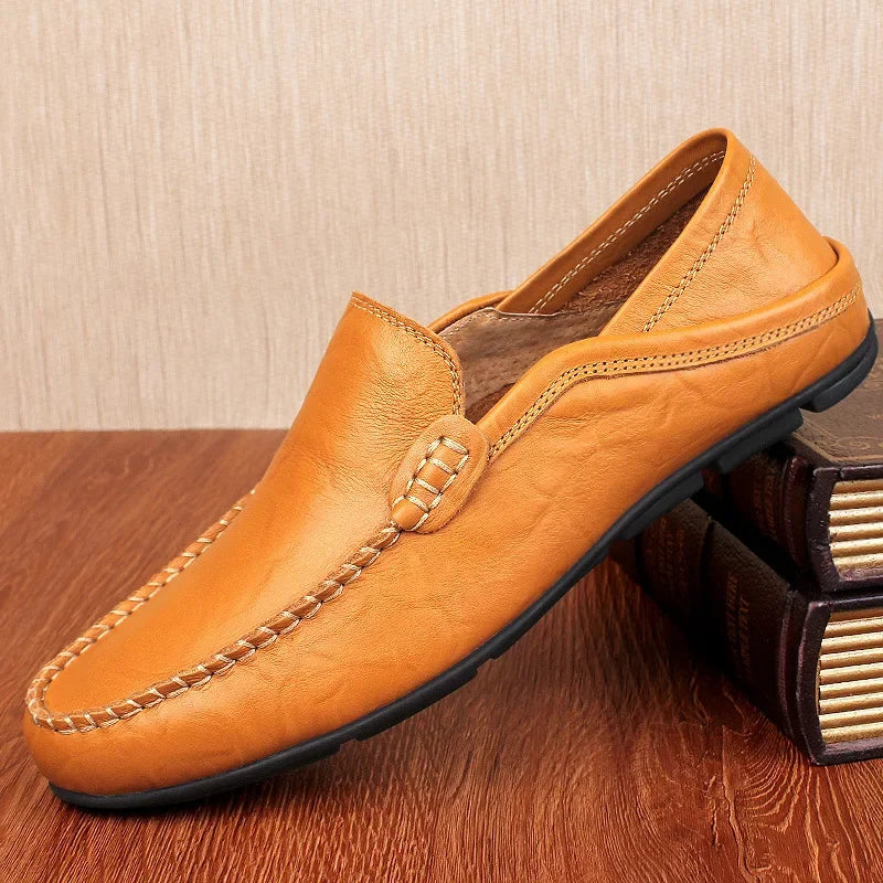 Italian Mens Shoes Casual Luxury Brand Summer Men Loafers Genuine Leather Moccasins Light Breathable Slip on Boat Shoes 2023