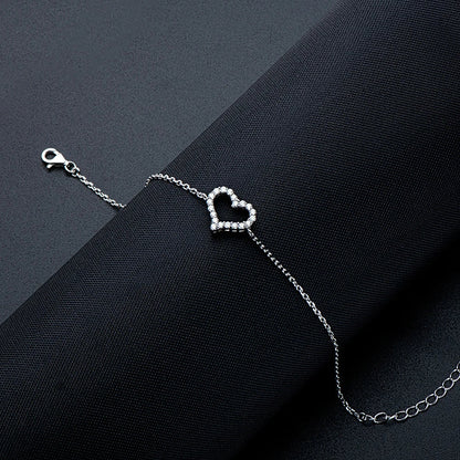 2mm Heart-Frame Full Moissanite Diamond Bracelets for Women 925 Sterling Silver Plated 18k Gold Charm Bracelet Fine Jewelry