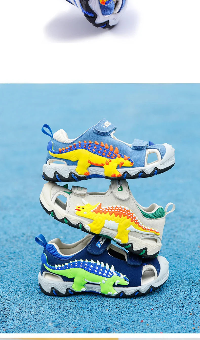 LED Children Sandals Summer Boys Girls Genuine Leather Luminous Sole Light Up 2023 Kids Outdoor Casual Beach Shoes