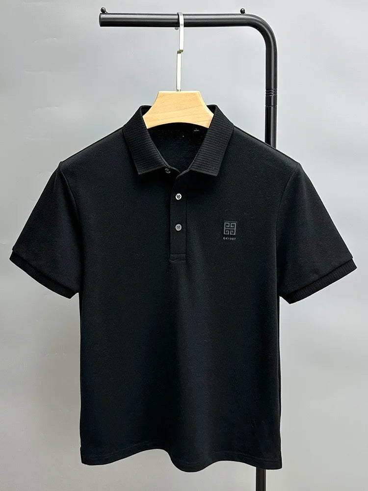 100% cotton breathable polo shirt short sleeve men's brand T-shirt 2023 summer high-end embroidery casual loose Paul shirt men's