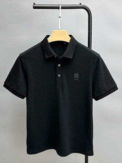 100% cotton breathable polo shirt short sleeve men's brand T-shirt 2023 summer high-end embroidery casual loose Paul shirt men's
