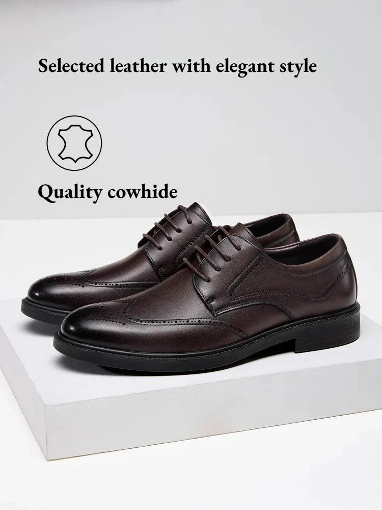 Golden Camel Men's Derby Shoes 2026 Business Casual Soft Sole Leather Shoes Brand Design Soft Soles Non-slip Velvet Warm Loafers