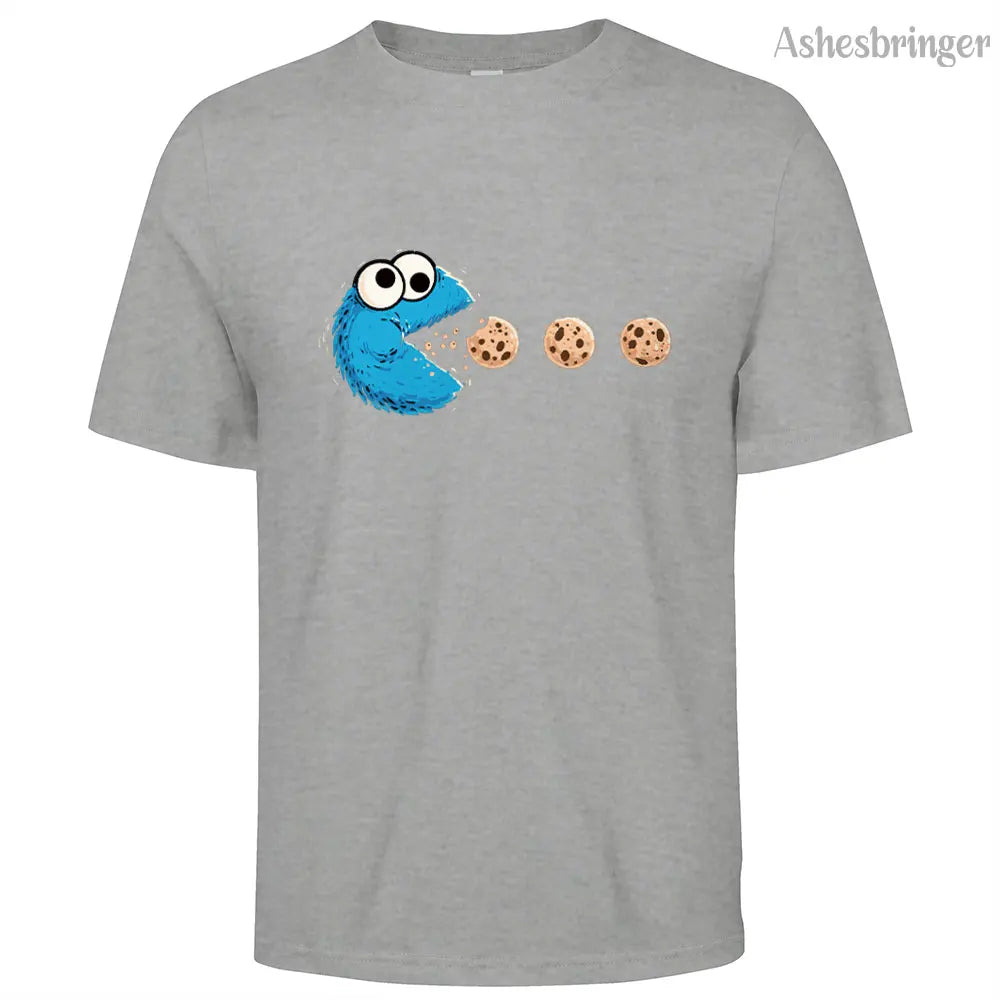 Mens Cotton Funny NomNom-Cookie Adventure Graphic T Shirt on Unisex Street Casual Style Tee for Men and Women