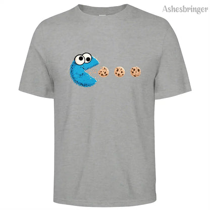 Mens Cotton Funny NomNom-Cookie Adventure Graphic T Shirt on Unisex Street Casual Style Tee for Men and Women